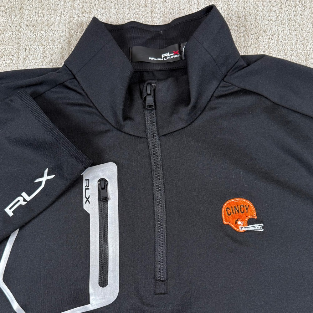 RLX Ralph Lauren Mens Medium Cincinnati Bengals Black 1/4 Zip Golf Pullover